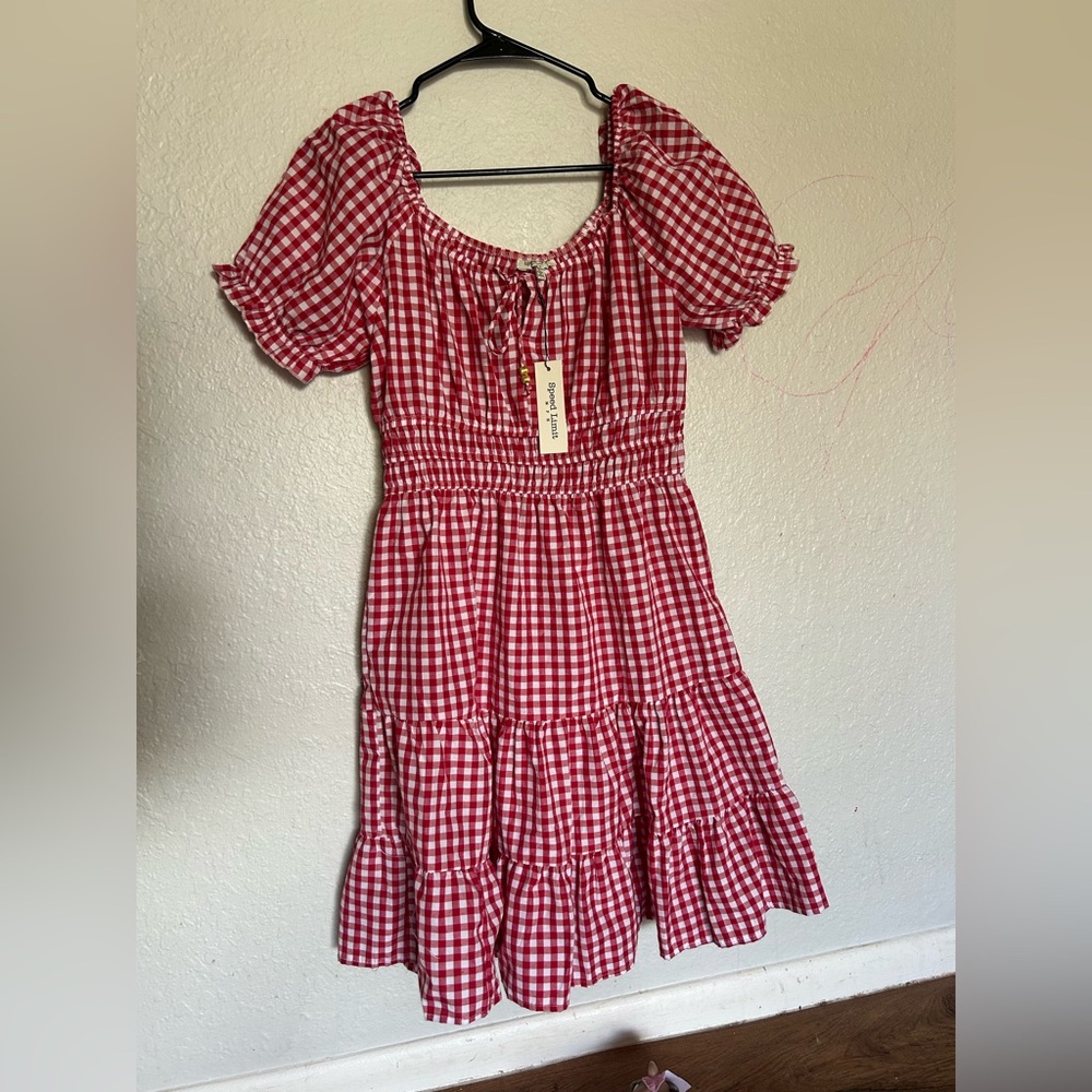 Speed Limit Cottagecore Coquette Red Gingham Mini Dress